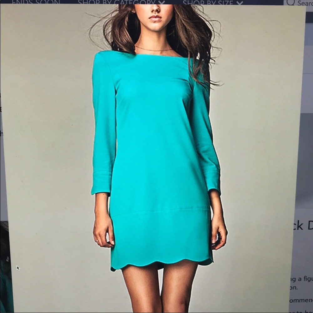 Lovely Scalloped Hem Boatneck Dress
